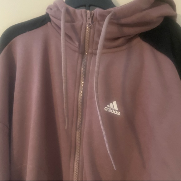 Adidas Two Tone Zip Up Cropped Hood Jacket - Picture 9 of 11